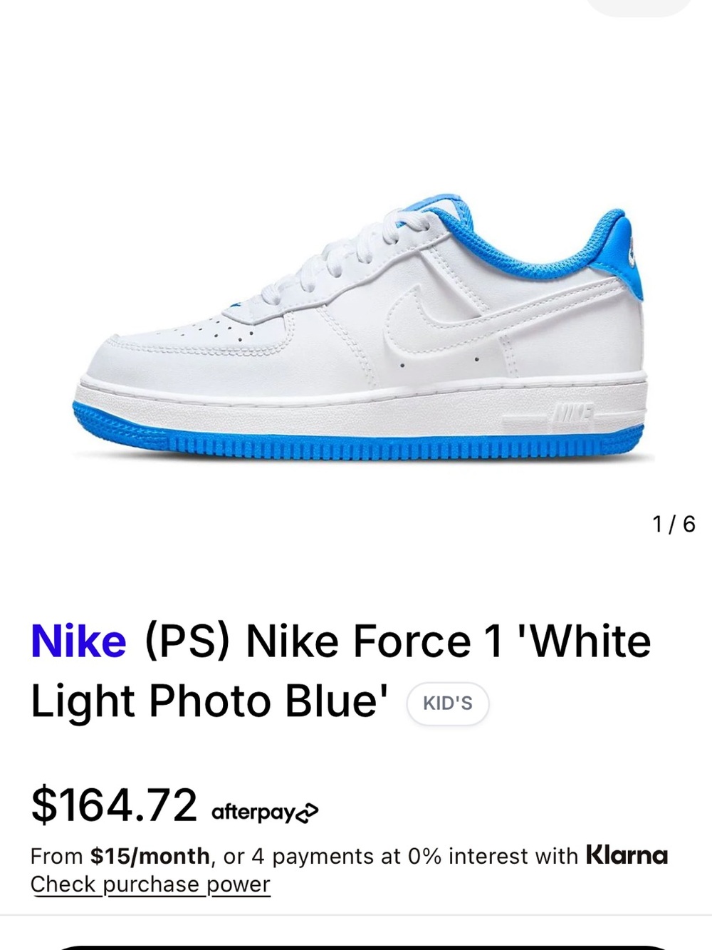 Nike Force 1 White and Light Blue Low-Top Sneakers